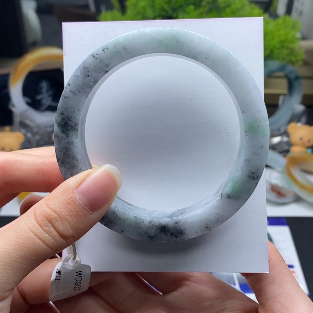 未镶嵌手镯定制翡翠乌鸡绿花正圈