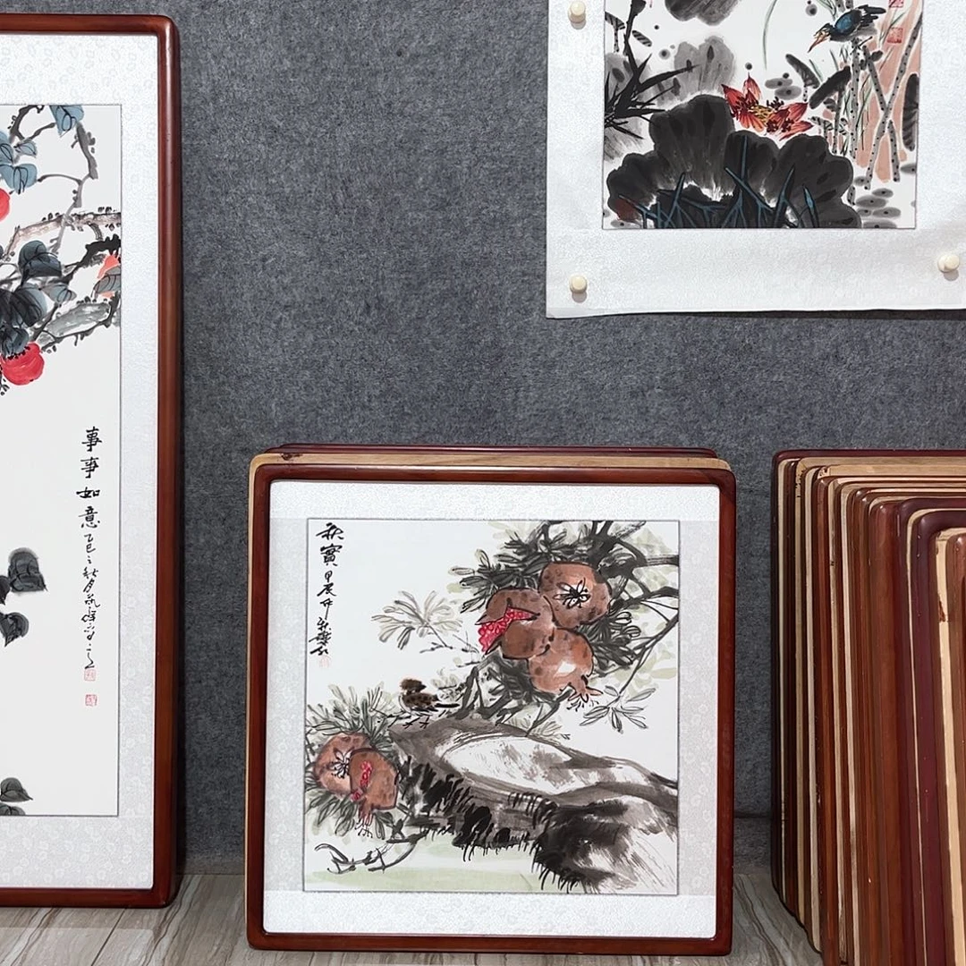 国画书画作品带框63×63