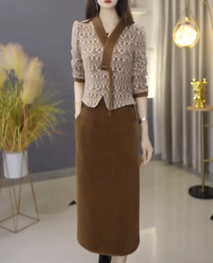 【套装定制】C897图片色上衣配半身裙两件套优雅时尚减龄收腰显瘦