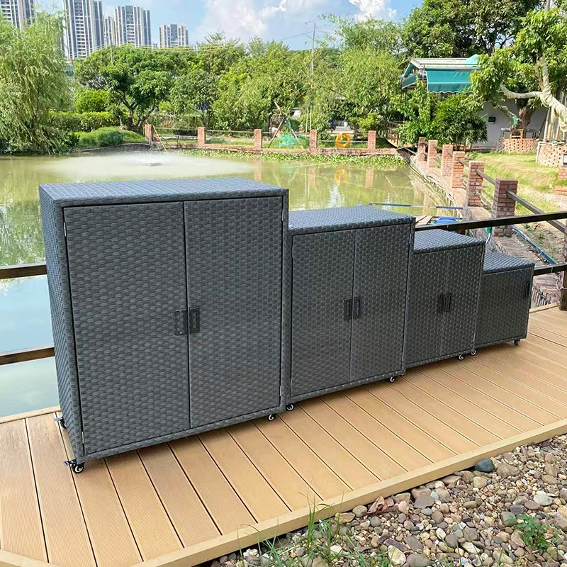 新品户外阳台防水防晒鞋柜储物柜别墅室外庭院花园藤编收纳工具柜