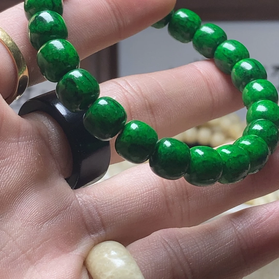 猛犸象牙手串/手链/手镯海胖满脑绿9mm手串