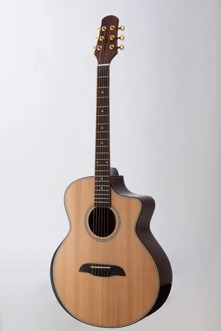 41寸JF桶型云杉桃花心全单民谣入门缺角木吉他