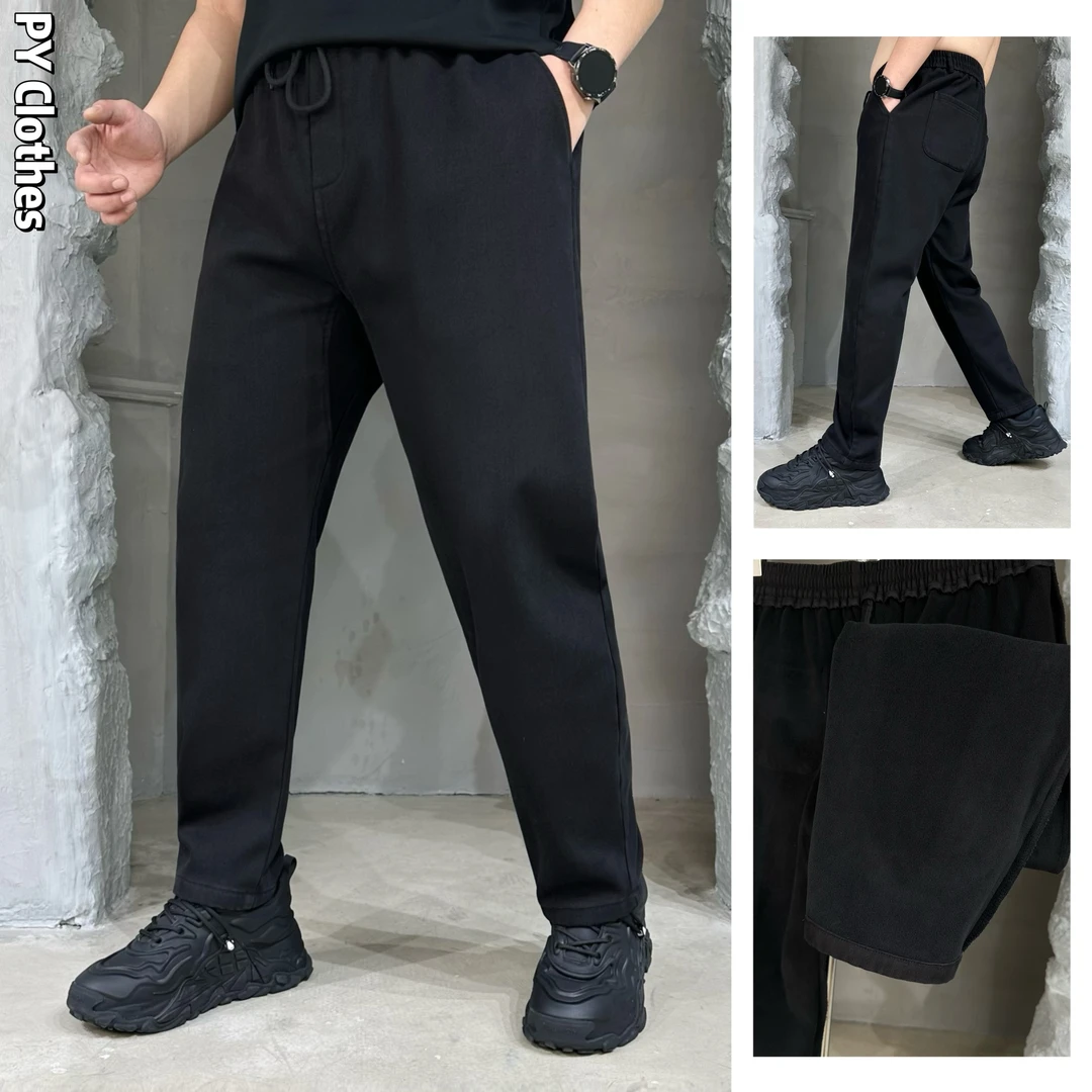 【加绒款】胖语大码男装 2025冬季美式黑牛微锥直筒加绒黑牛93003#S