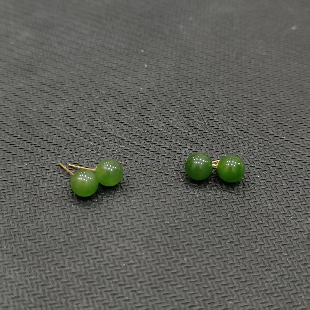 【老王好物优选】天然和田玉18k碧玉耳钉多样性发一BY067
