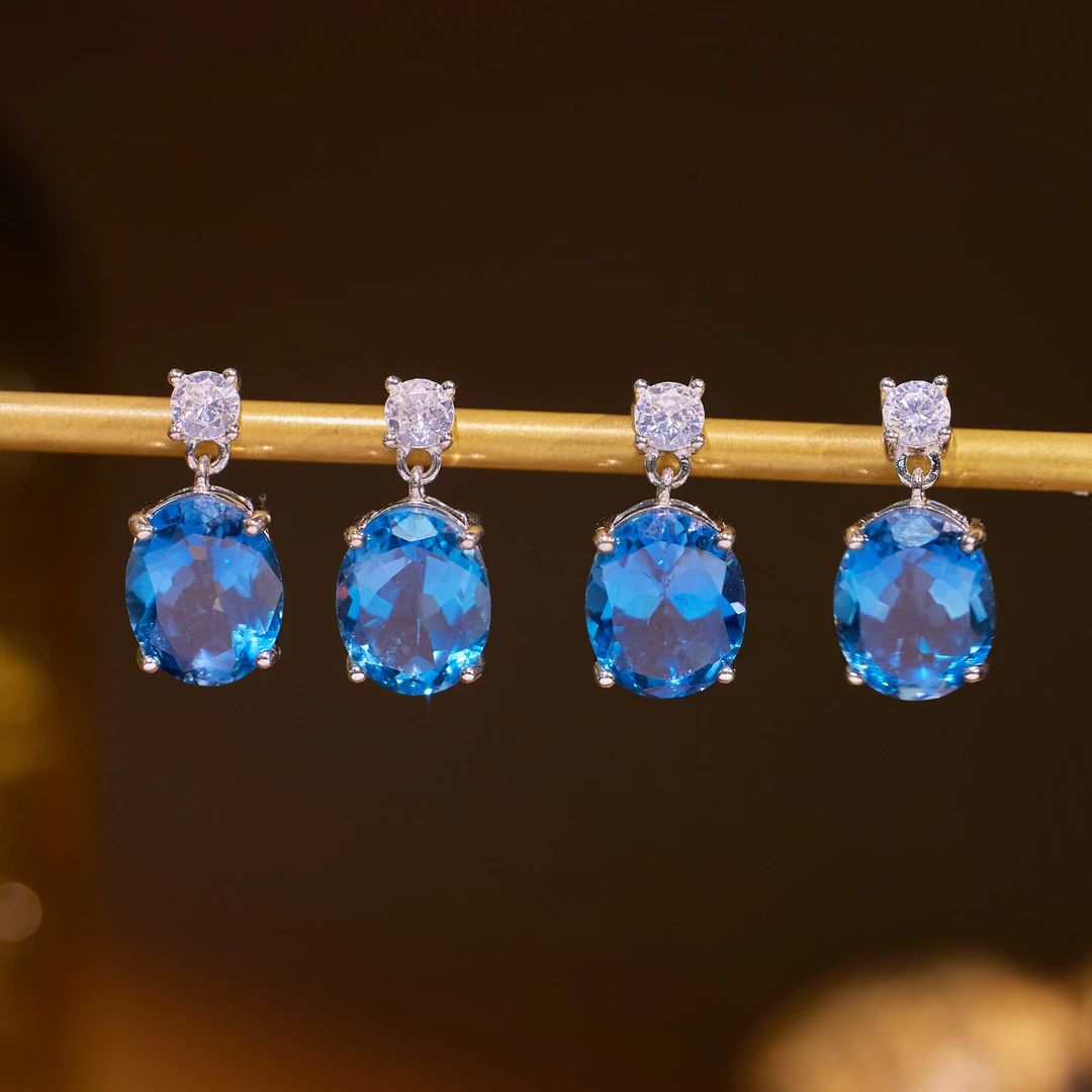 非遗好物分享【歪歪】伦敦蓝托帕旦面耳坠（白）（多样性发一）N4892