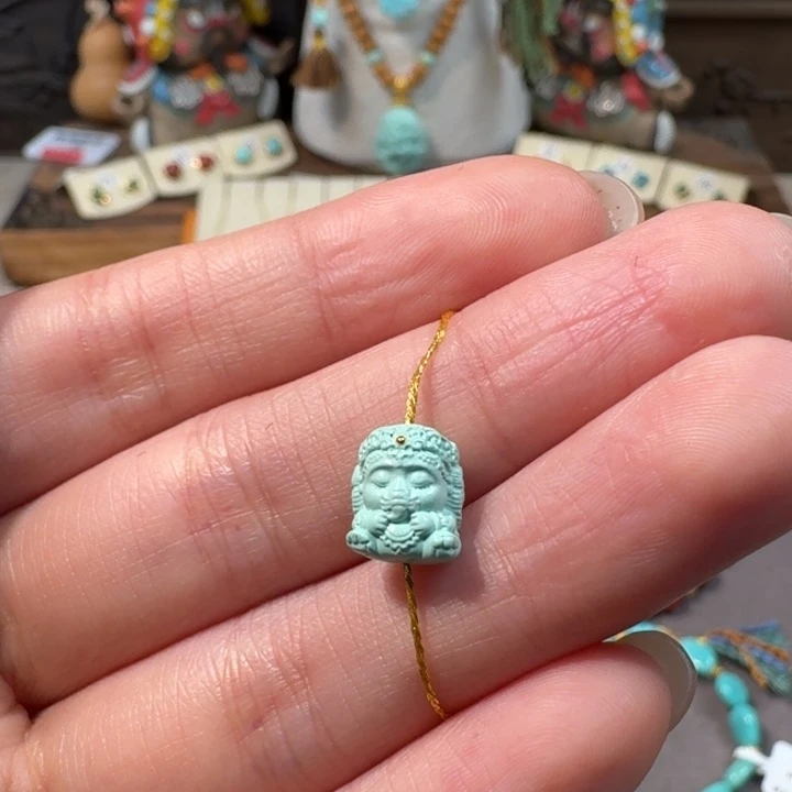 绿松石未镶嵌宝宝象神配饰