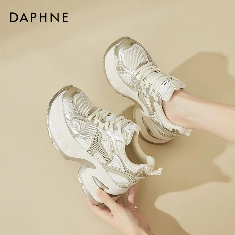 达芙妮内增高老爹鞋女2025春季新款厚底休闲小白鞋高跟时尚运动鞋