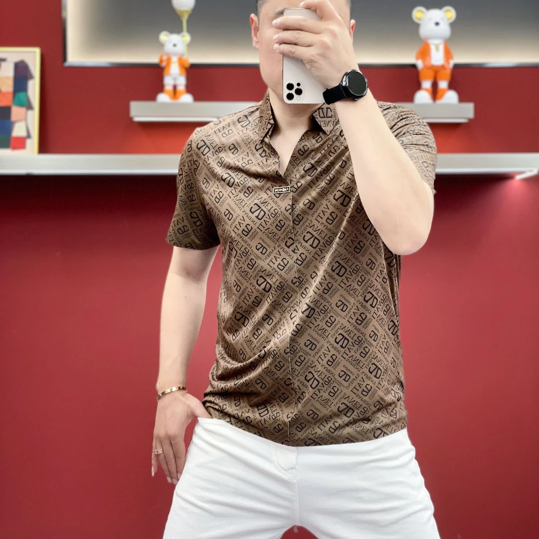 欧货短袖男士t恤2025夏季商务翻领polo衫时尚休闲男士薄款短袖潮