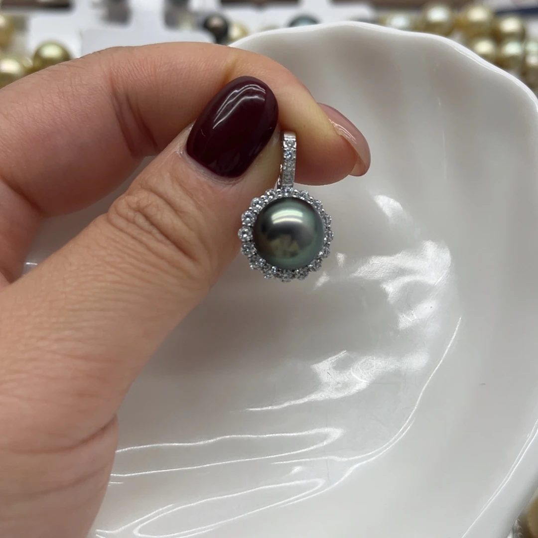 吊坠(不含链)银S925镶嵌海水珍珠