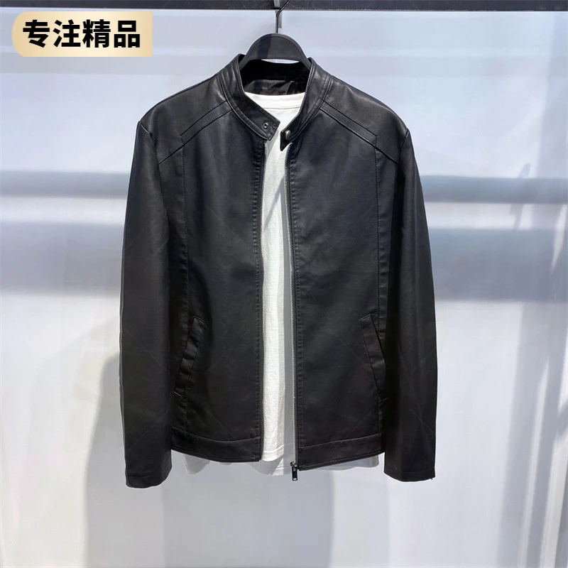 新款秋冬男装立领PU皮衣时尚修身商务夹克机车皮衣黑色多GTPU603