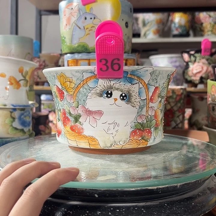 满38包邮 景德镇手绘花盆