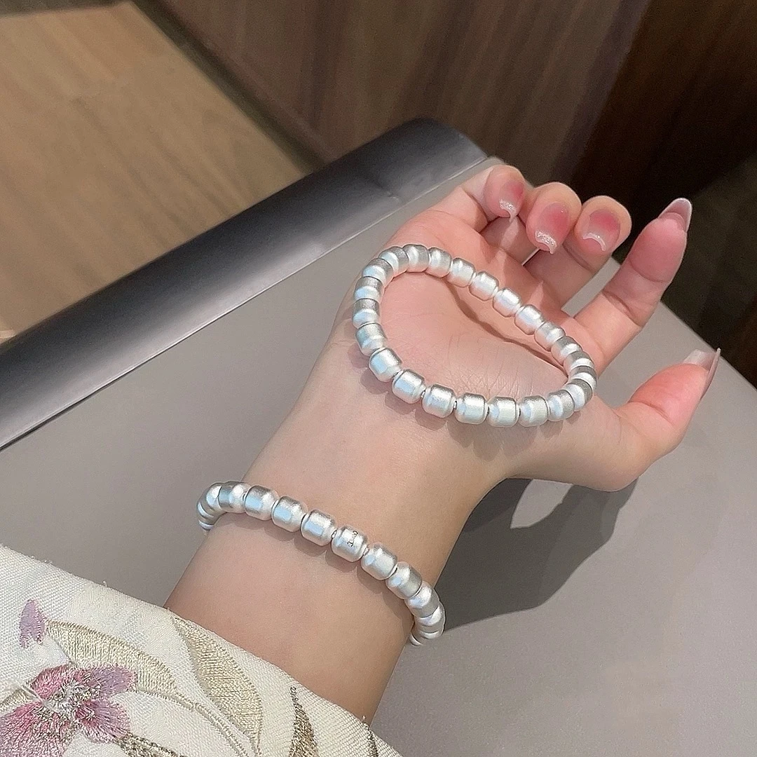 足银手链 9999古法银珠女款手链 手工时尚简约百搭老型珠手串