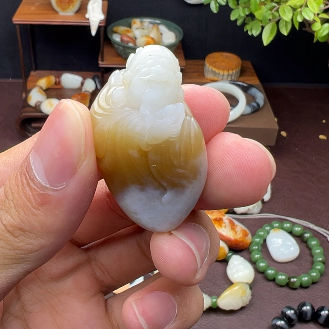 和田玉未镶嵌吊坠(不含链)和田玉财神