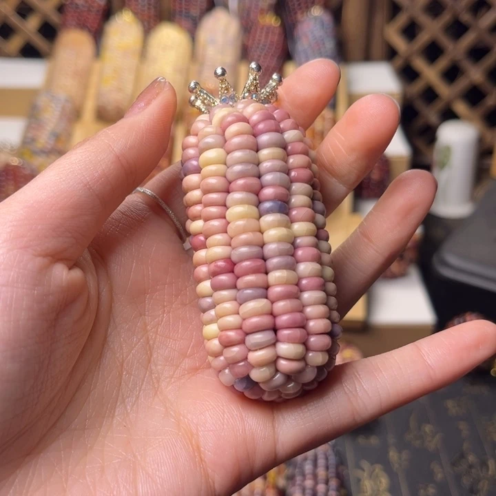 文玩玉米实色粉色