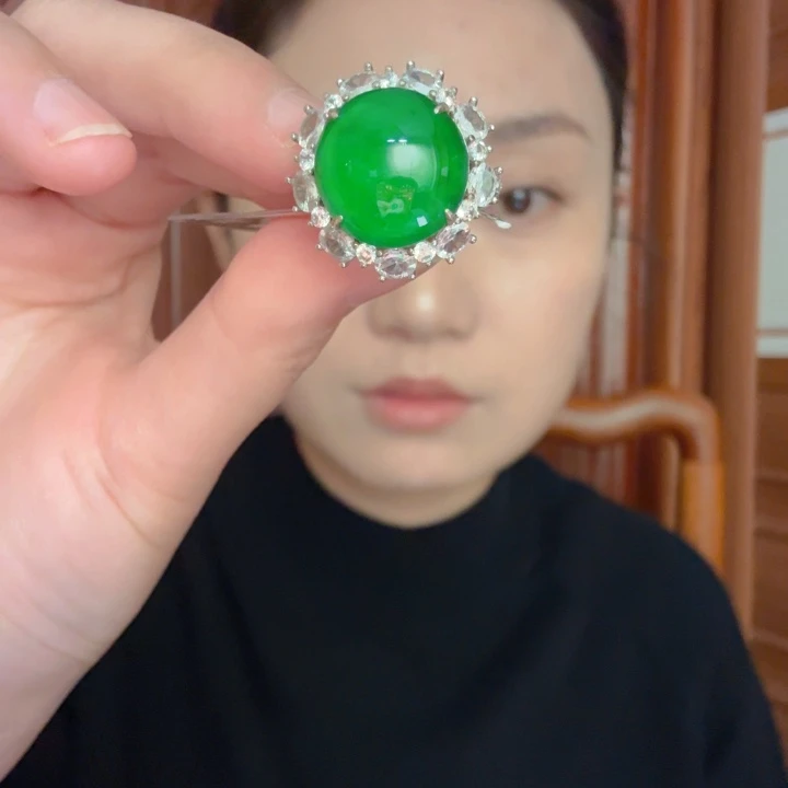 翡翠银S925镶嵌吊坠(不含链)戒指