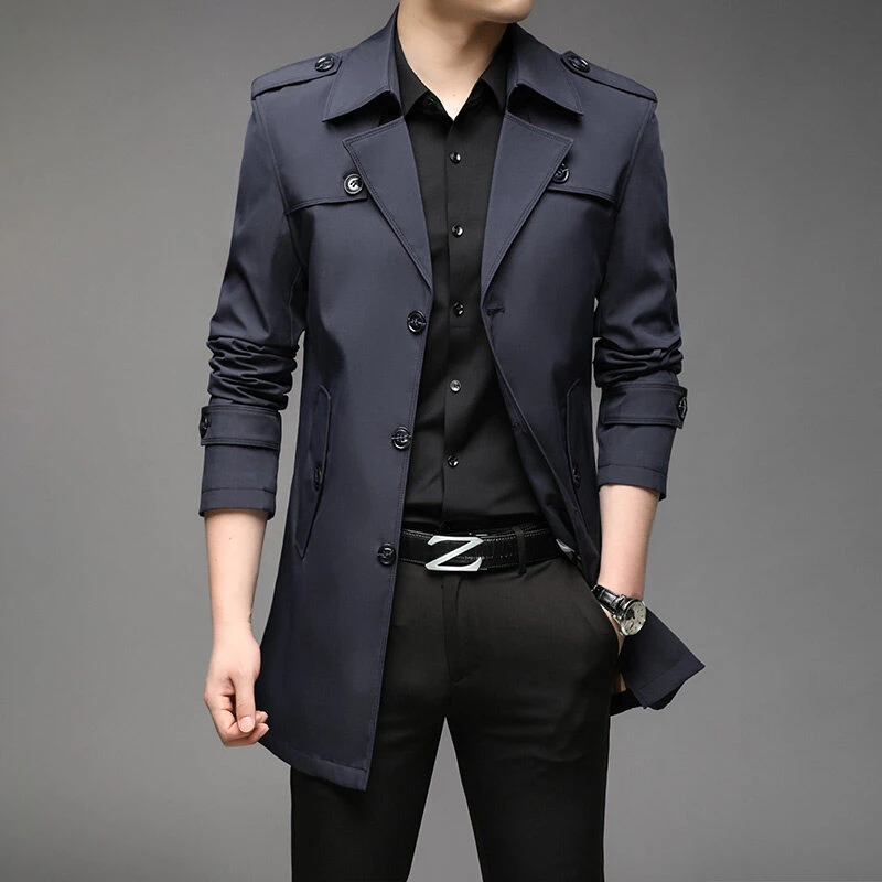 JOLIMENT高级商务风衣男士中长款大衣秋季新款潮牌帅气休闲外套男