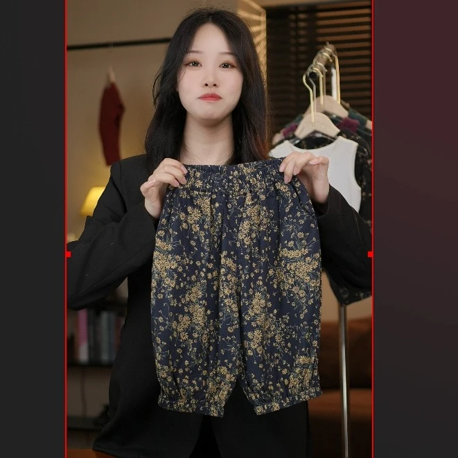 【故事里的小黄花】夏季新宽松设计感潮流多色印花休闲裤轻薄35205