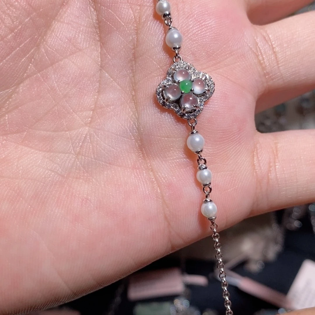 银S925镶嵌手链翡翠k ji o