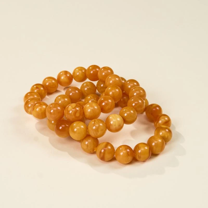 石惑珠宝-蜜蜡圆珠单圈手串约13mm手串^多样性发一