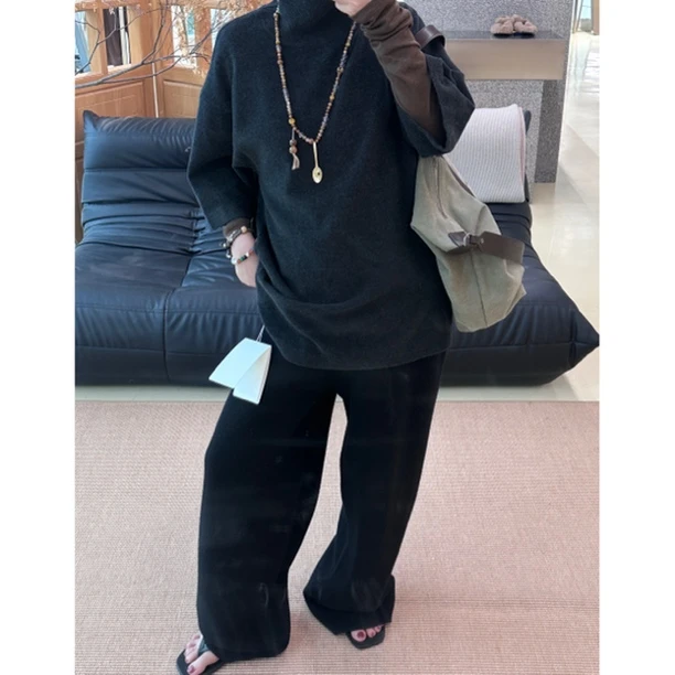 YP廓形针织衫女宽松高级松弛中袖毛衣上衣3213