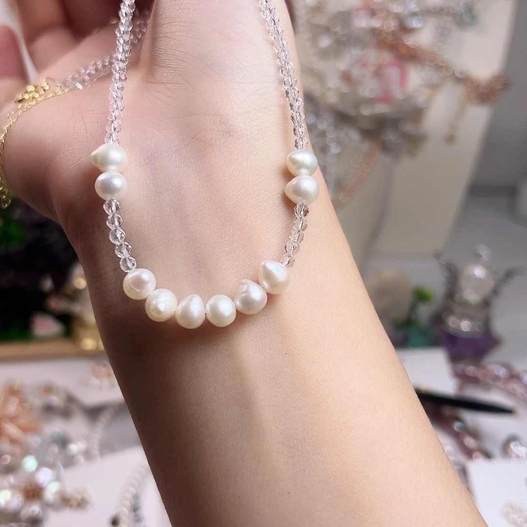 淡水珍珠银S925镶嵌颈饰