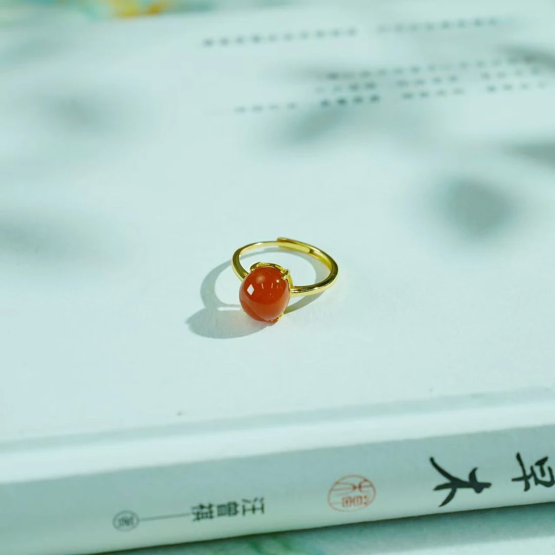 【睿泽&小池专属】S925南红蛋面戒指 9*9*4 KT0110057