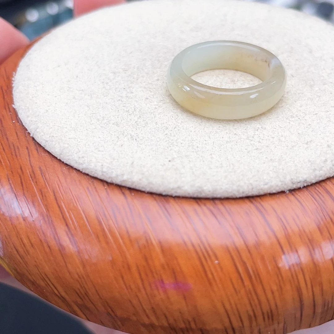 和田玉戒指未镶嵌7一口糖圆切16.6不退换