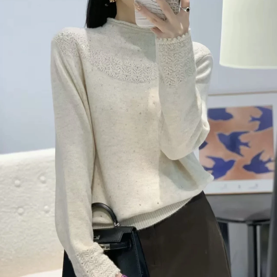 53519 洋气百搭烫钻半领高品质毛衣