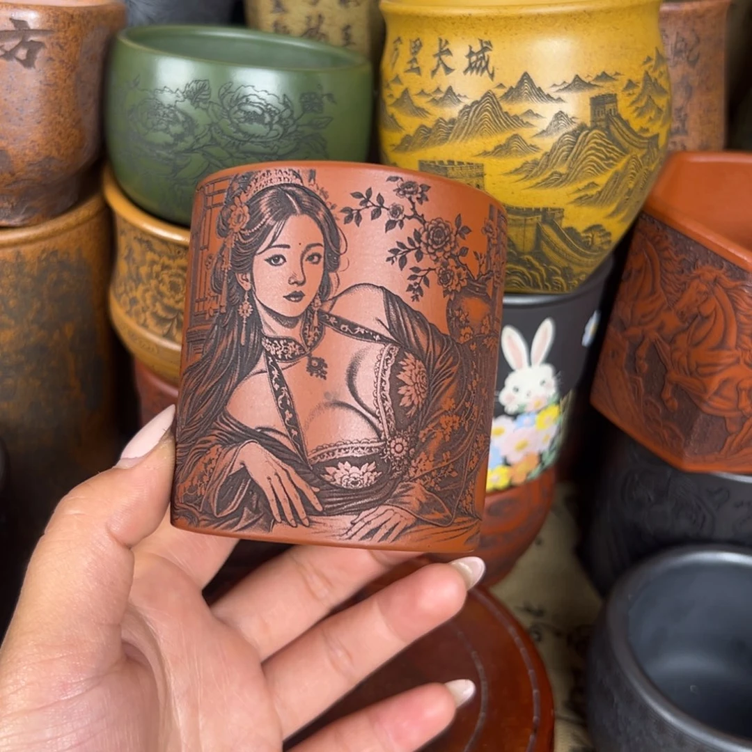 紫泥茶杯紫砂紫砂