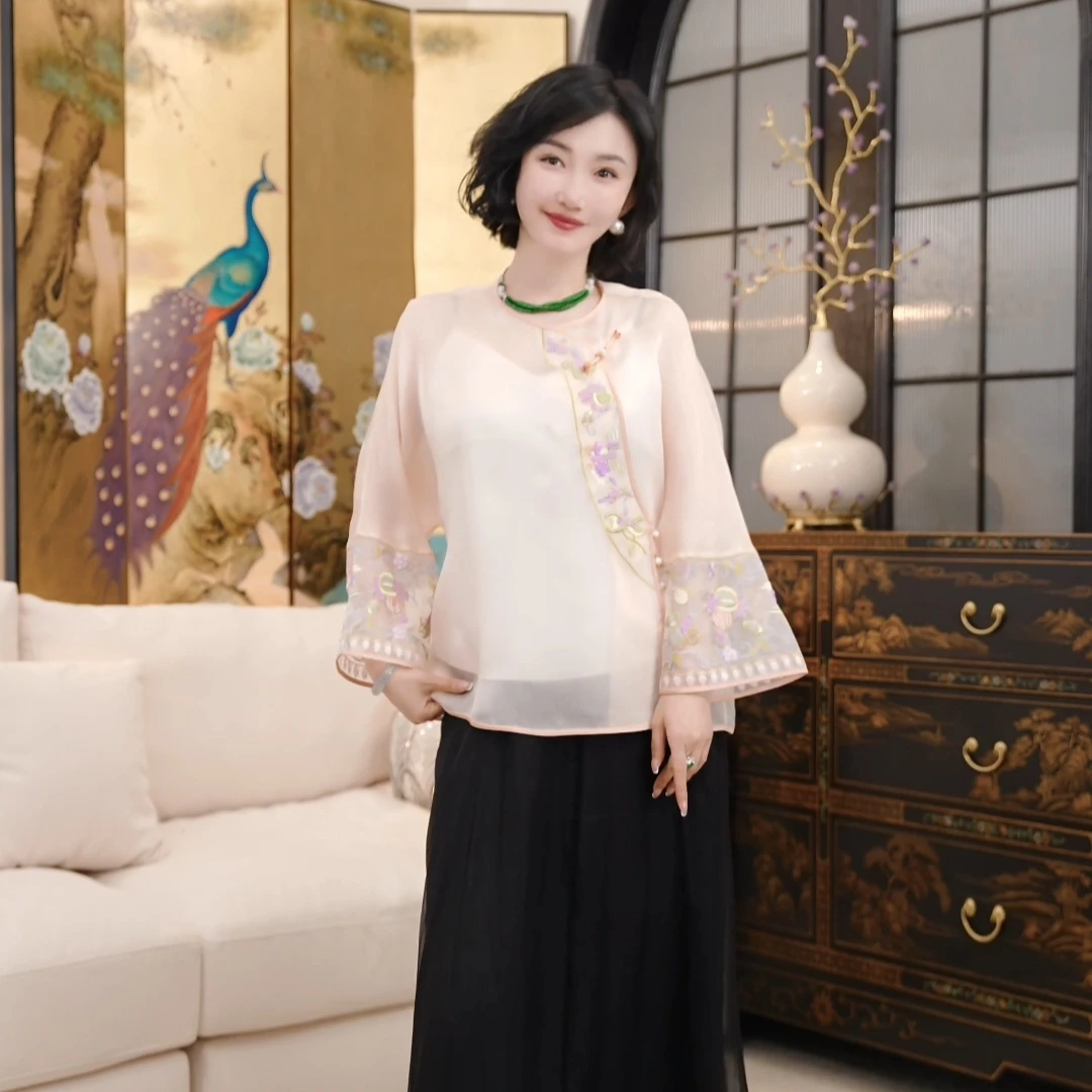 Betty Bairn【浣纱】新中式桑蚕丝刺绣上衣25B-BW10121