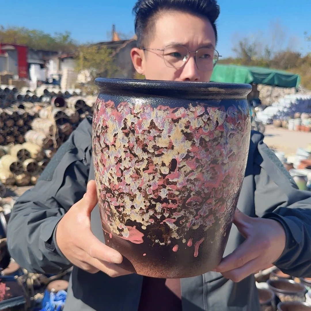 紫砂花盆口20高24.5（一个姹寂红色老庄