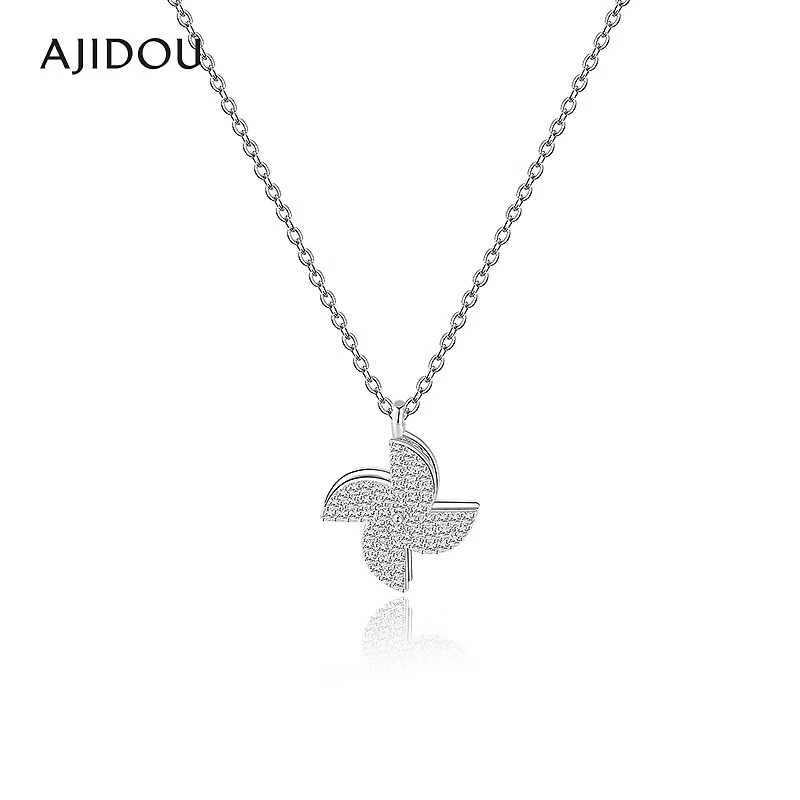 合金合成锆石项链 AJIDOU阿吉豆项链女款时尚风车转动颈链