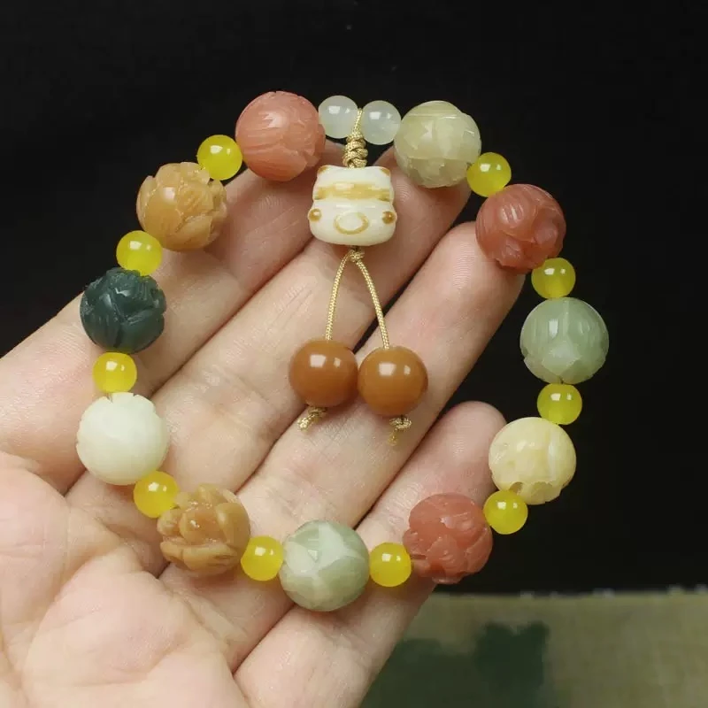 非金属树脂手链 Dz-098 有钱花炭烤菩提果DIY招财猫手串女款百搭