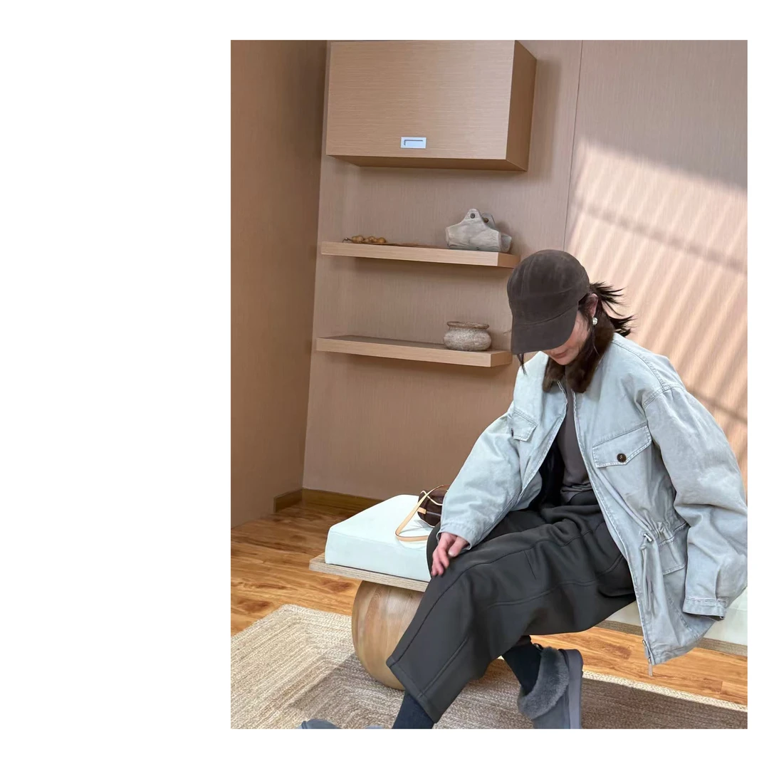 HDD- "工装羽绒" 90白鸭绒 冬季女款毛领定制收腰工装羽绒服Y9247