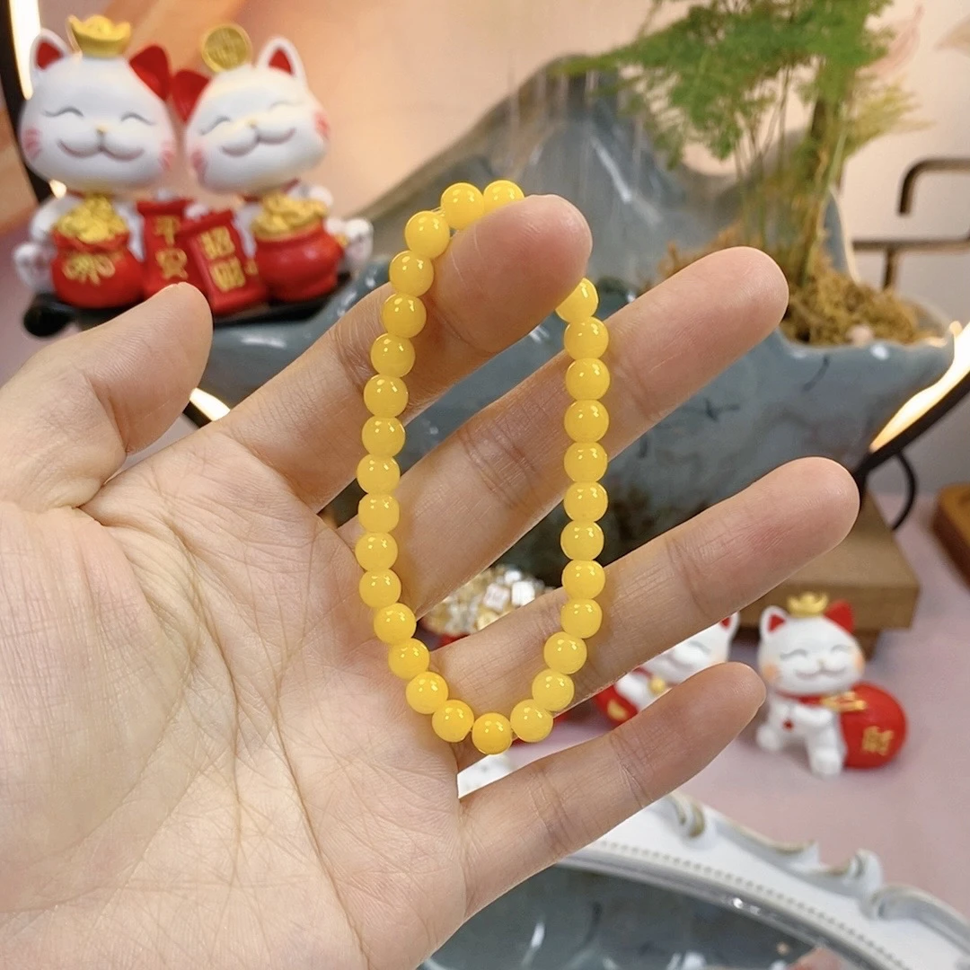 888黄色卡6MM圆珠DIY串珠单圈素圈手串女