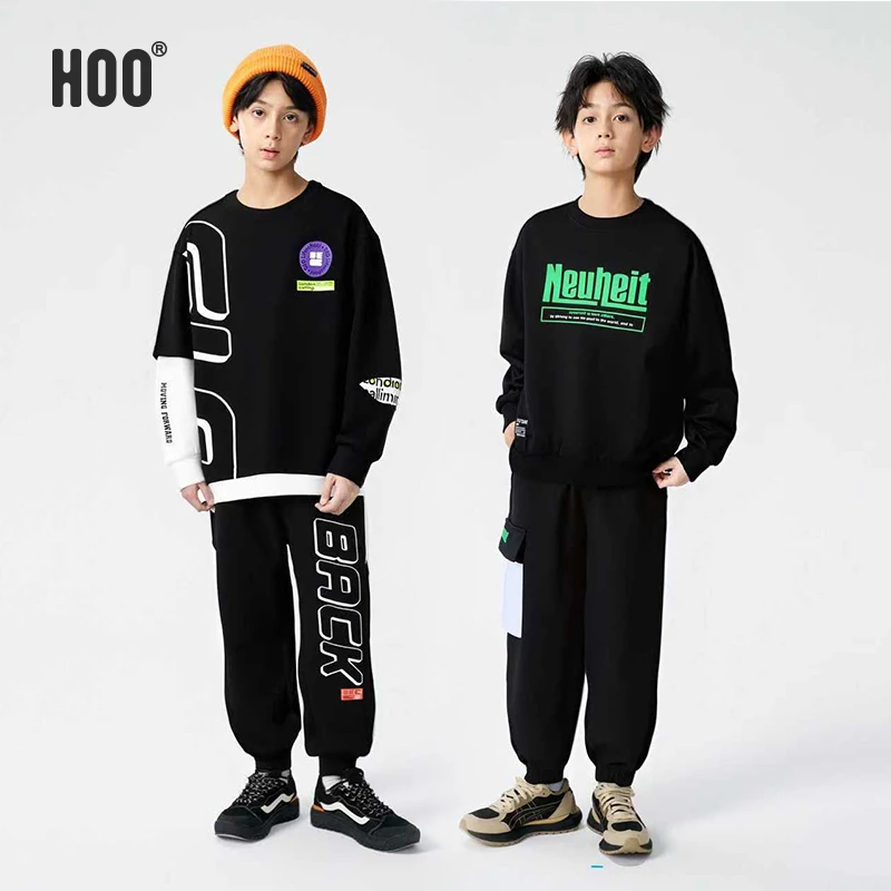HOO春秋男生运动套装休闲百搭男孩长袖加厚青少年套装9478/9735