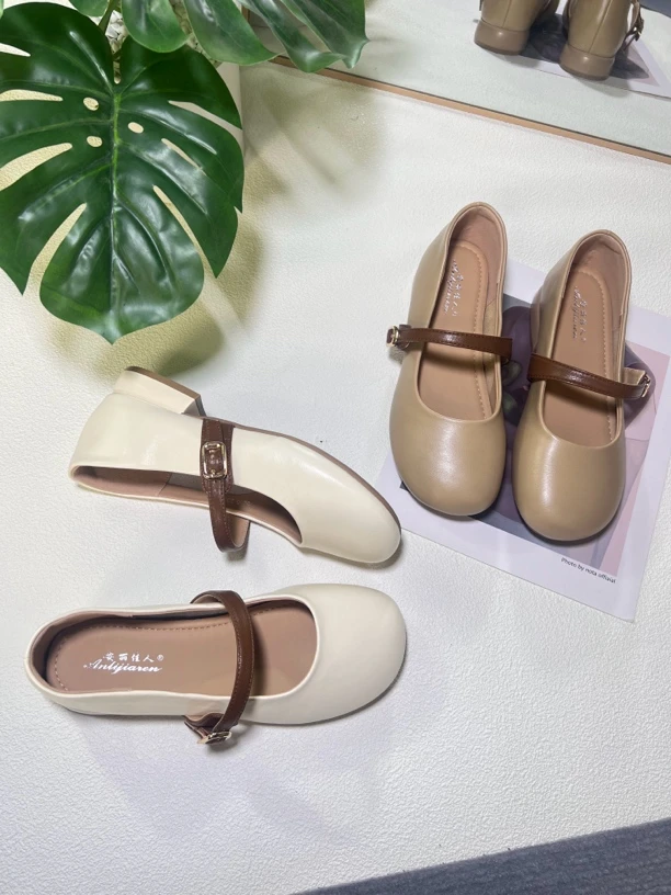 圆头复古玛丽珍单鞋春夏女鞋软底皮鞋温柔浅口鞋