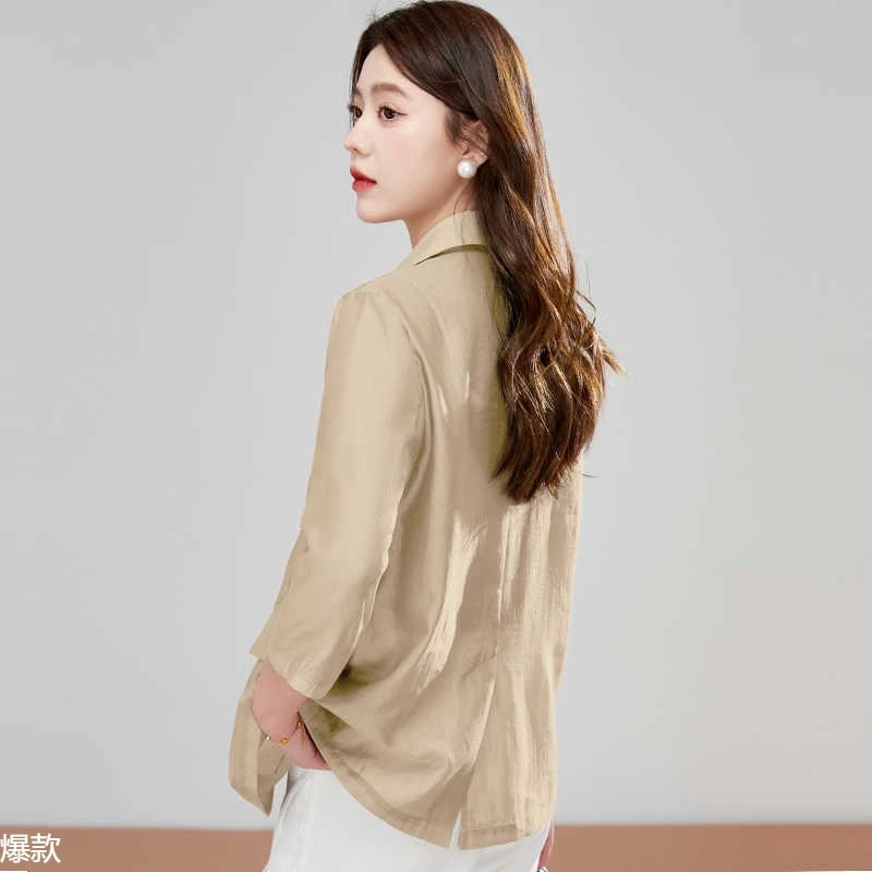 高级感莱赛尔薄款西装女外套2025新款高端防晒透气天丝小西服夏季