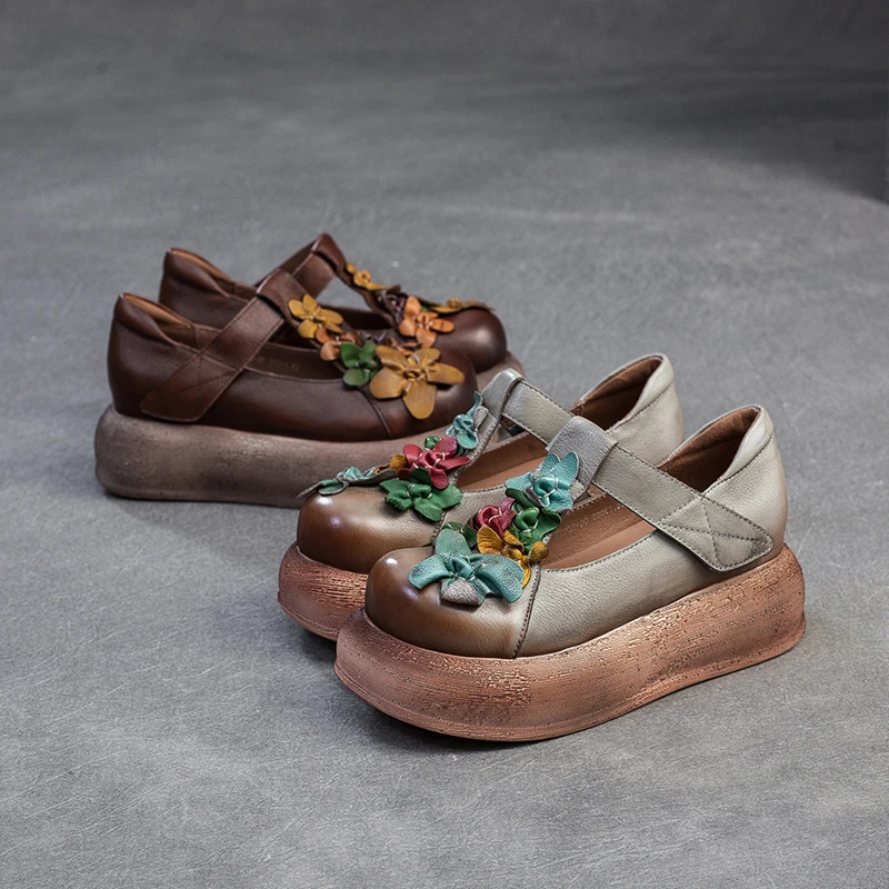 民族风厚底单鞋女头层牛皮2025新款夏季复古松糕休闲凉鞋包头时尚