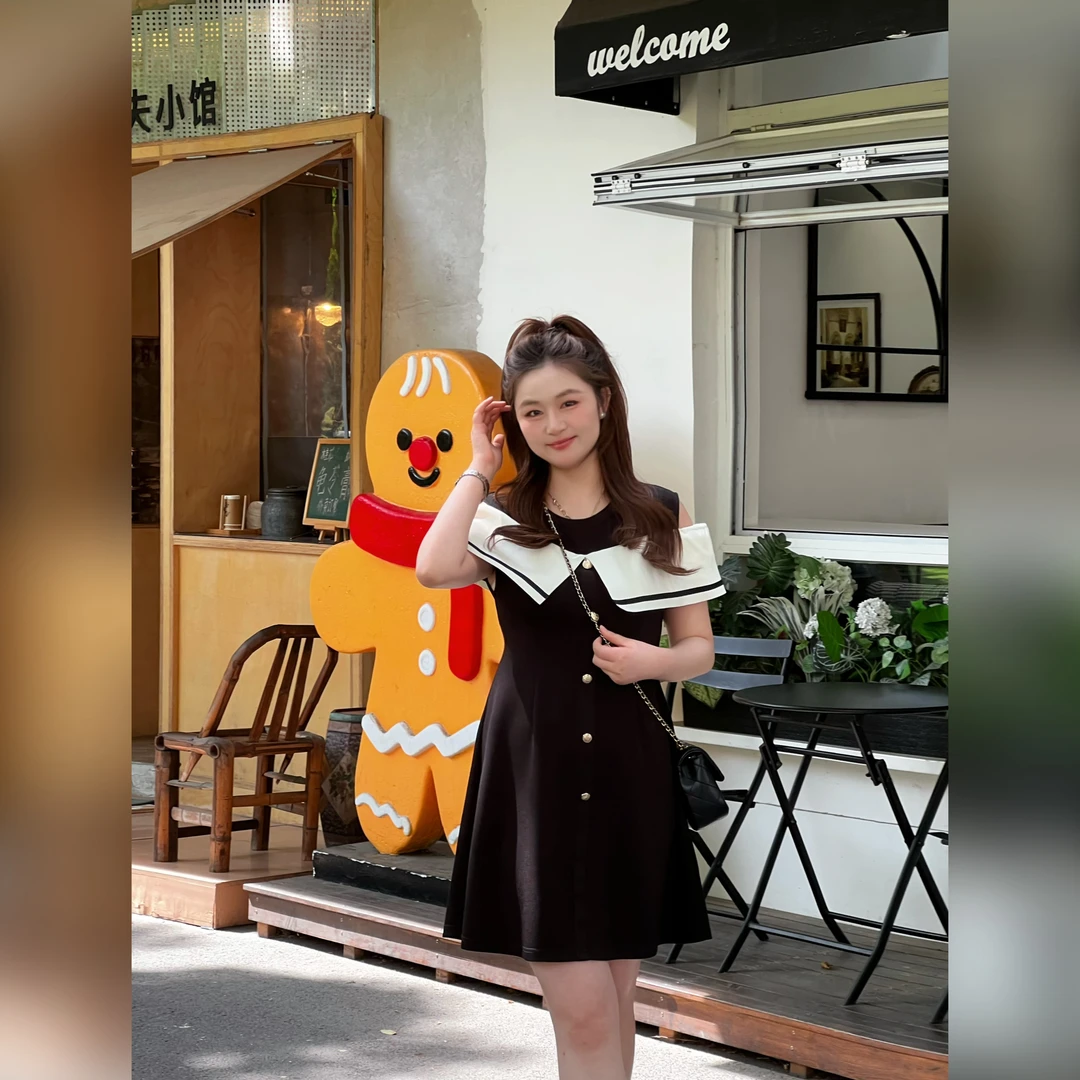 楠序【美神降临】雯雯微胖女装 2025年夏装出街洋气女连衣裙YZ36126