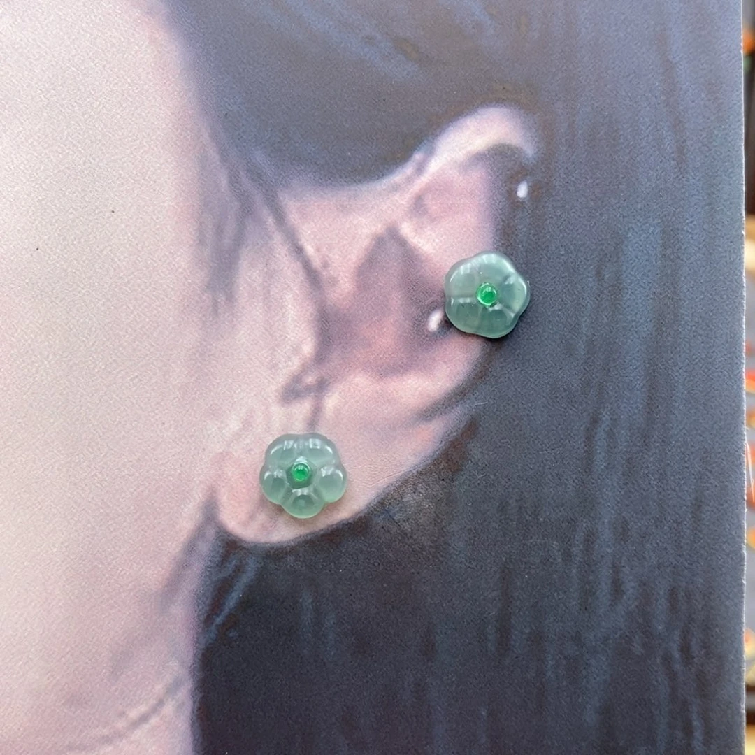 银S925镶嵌和田玉耳饰