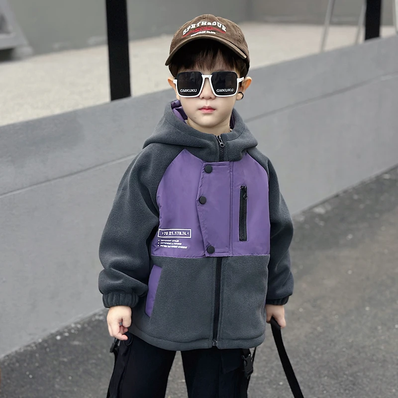 奥利绒男童加绒加厚外套秋冬装保暖儿童冲锋衣宝宝派克服洋气新款