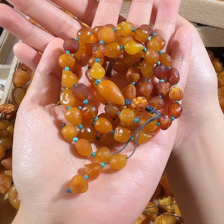 琥珀未镶嵌手链蜜蜡海漂项链