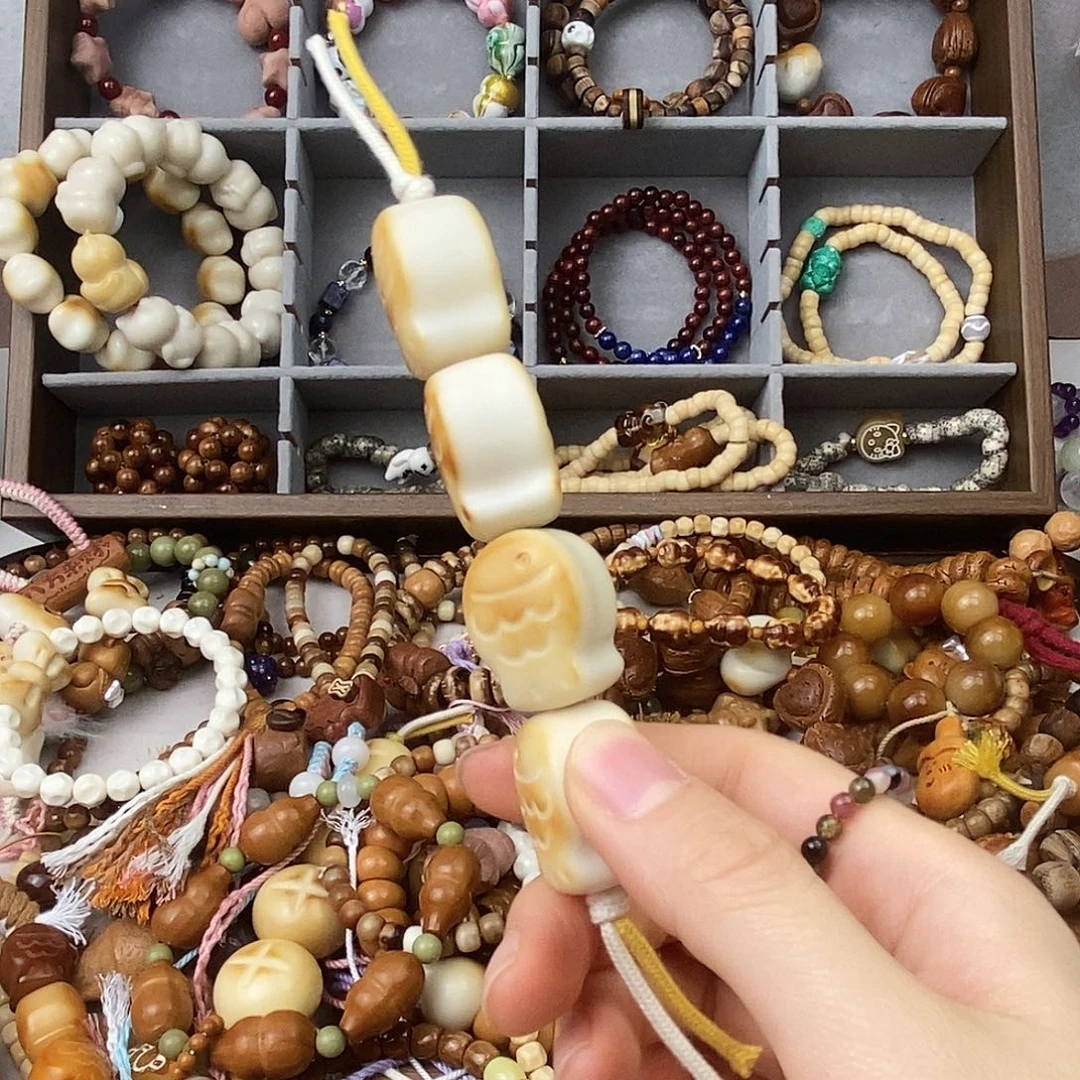 吊坠白玉菩提象牙果棒棒糖小鱼