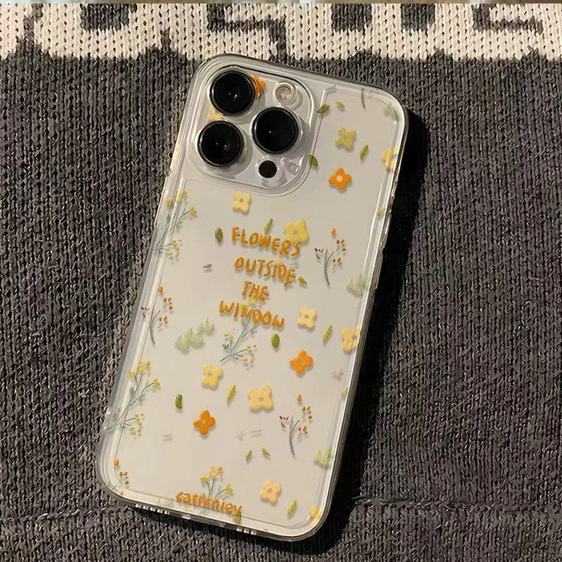 小清新花朵适用于苹果16ProMaxiphone手机壳太空壳情侣保护套可爱