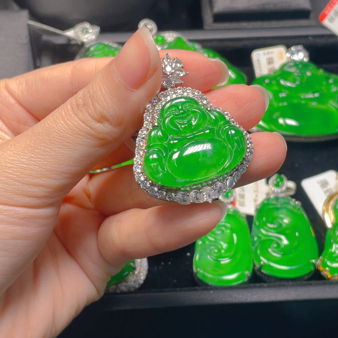 翡翠银S925镶嵌吊坠(不含链)