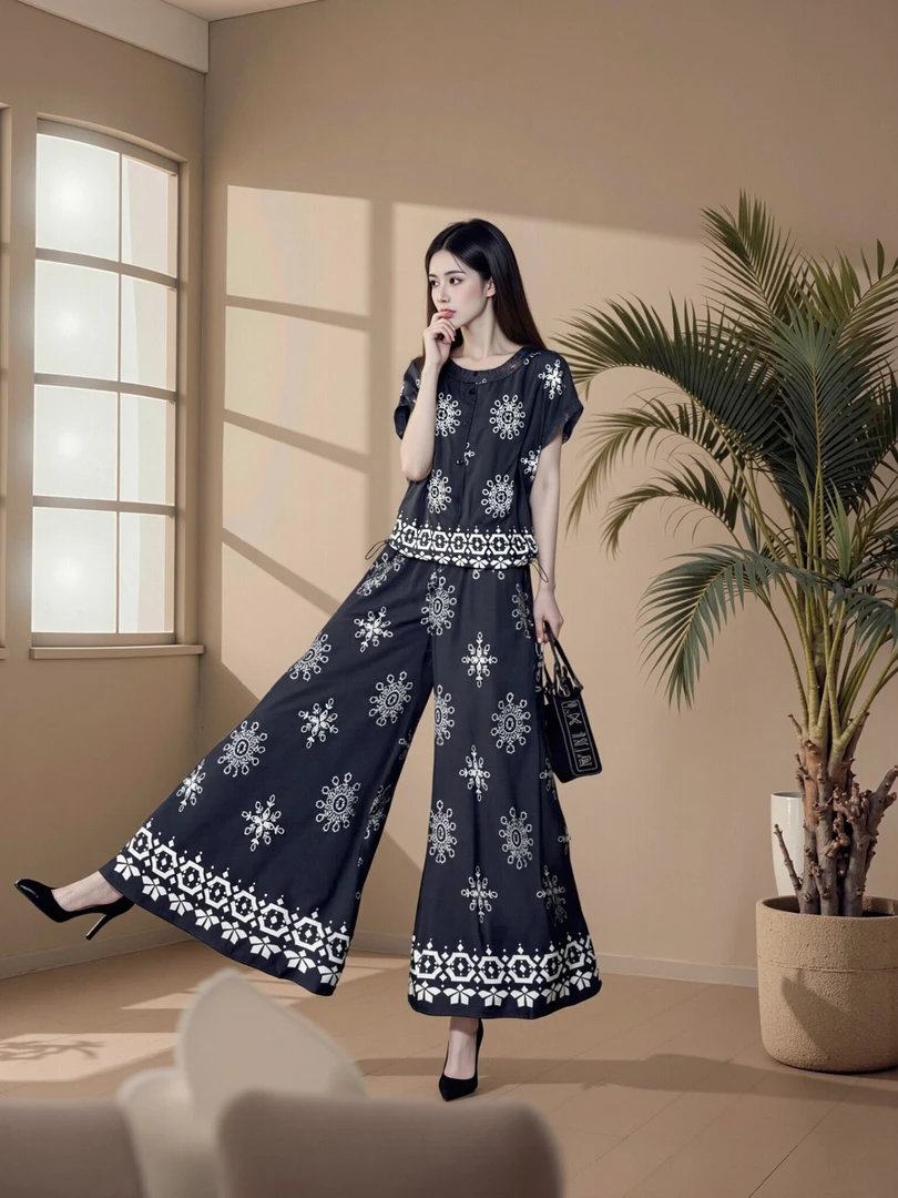 【定位花】显瘦裤裙夏宽松大摆中长款裤子阔腿裤高腰垂感裙裤宽松