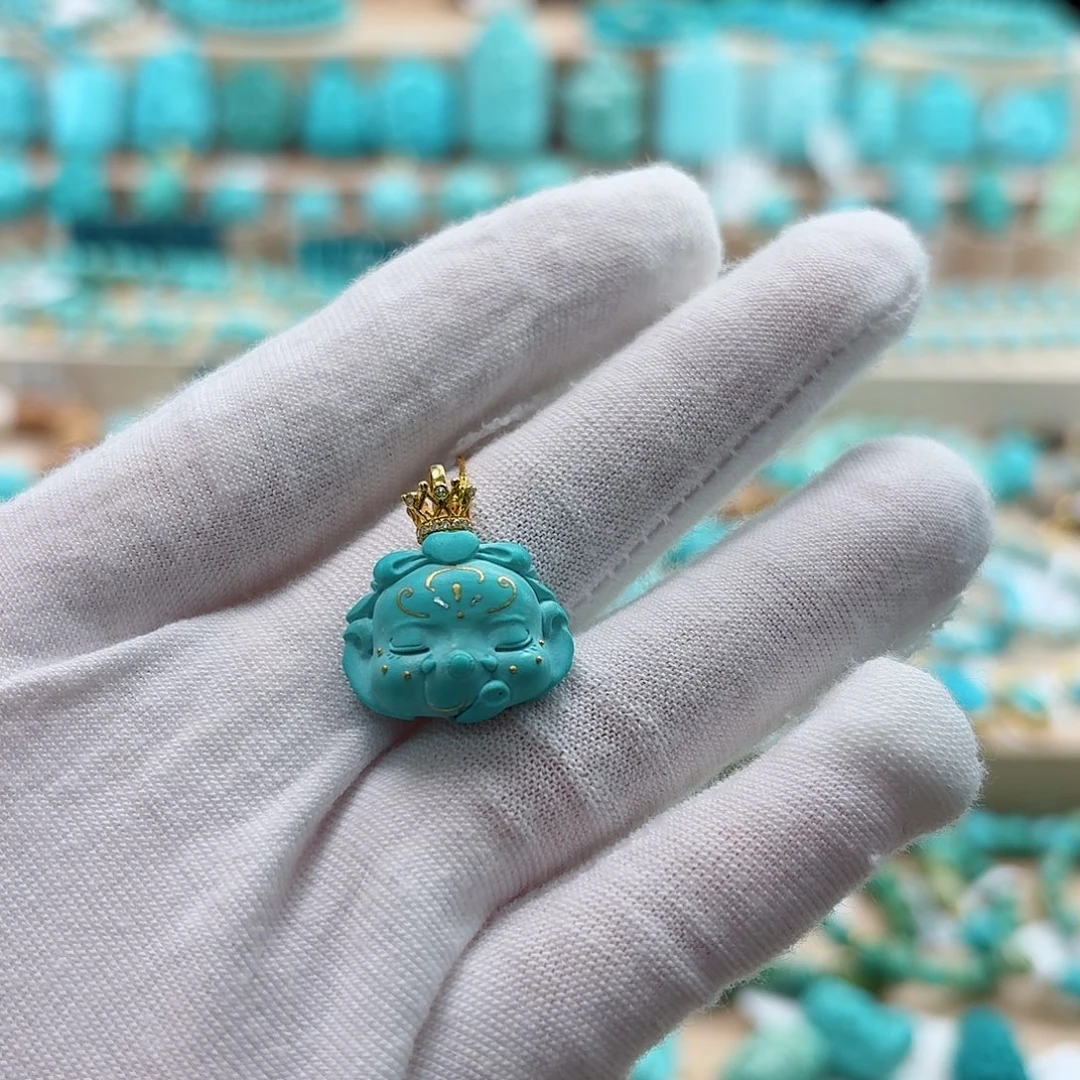 绿松石18K金镶嵌珠宝奇石