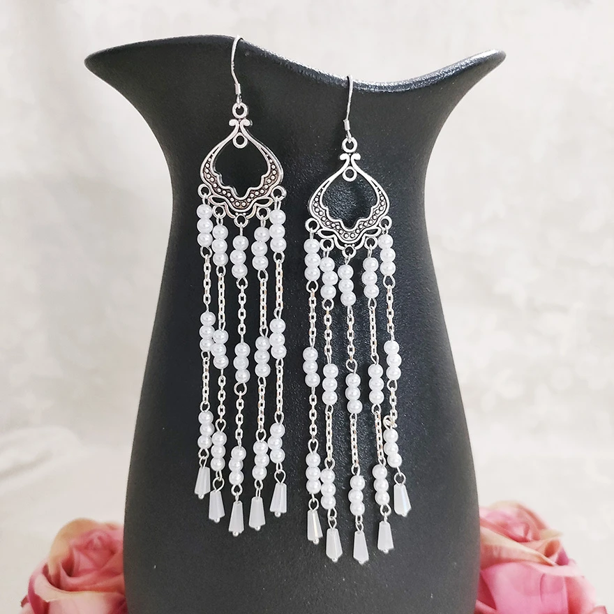 铜合金玻璃耳饰 民族风复古耳坠宫廷风气质耳环1291