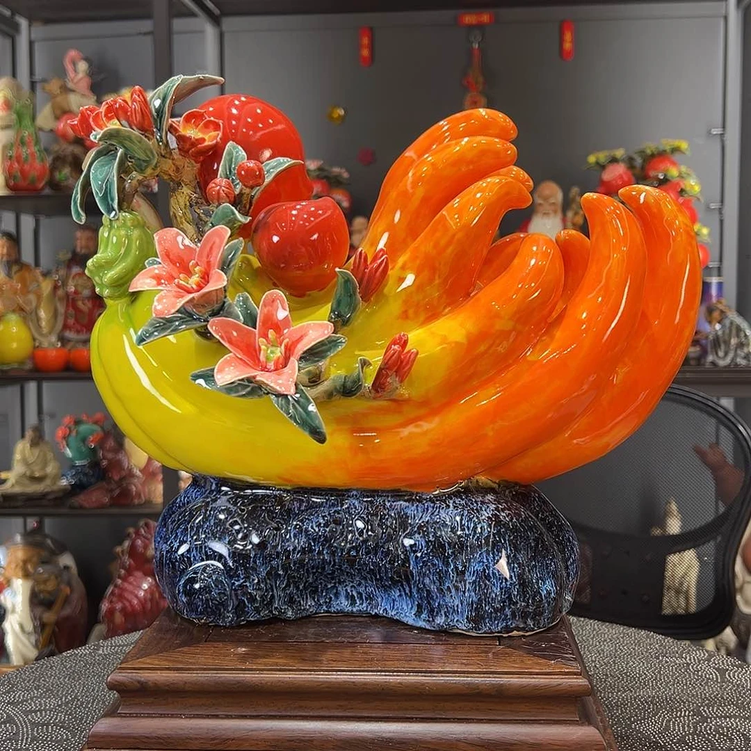 佛手桃子纯手工制作金龙鱼陶艺纯手工制作